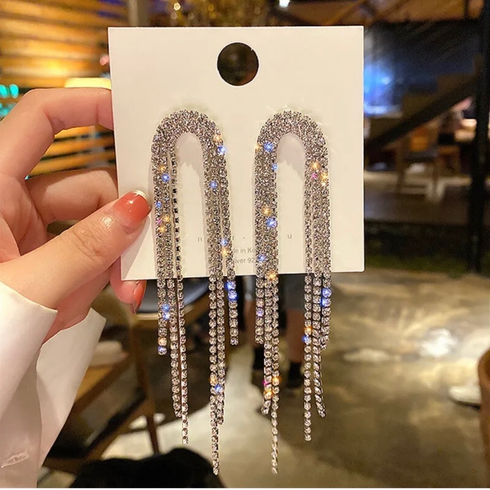 Fashion Crystal Rhinestone Tassel Earrings Drop Dangle Women Wedding Jewelry New